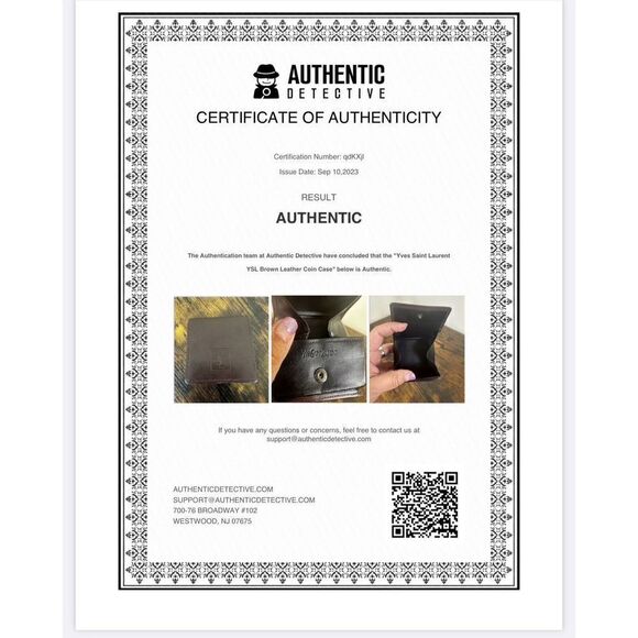 YSL Yves Saint Laurent Card Coin Holder Case Brown Leather‎ - Picture 13 of 13